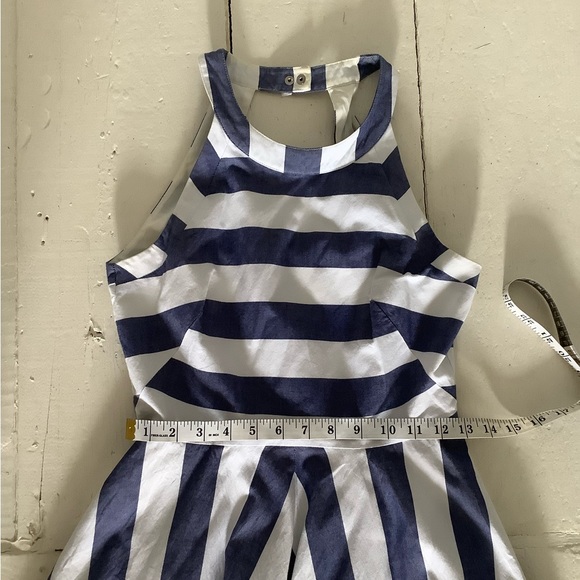 Eliza j blue white stripe midi dress size 2 cut out back - Picture 6 of 7
